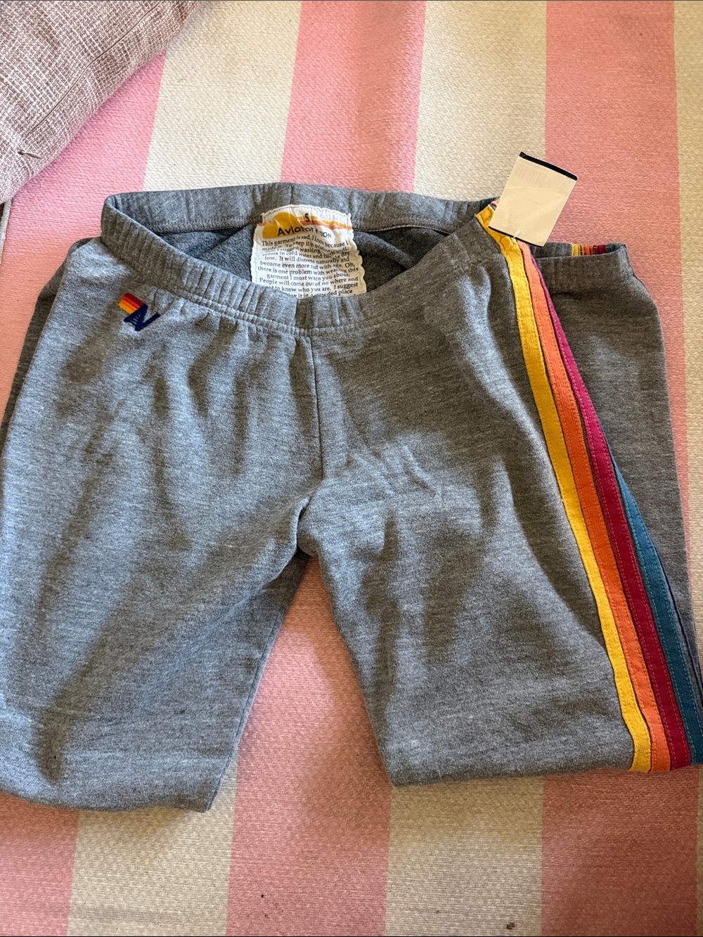 Aviator Nation women's Joggers with Rainbow Side Stripes